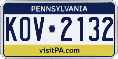 PA license plate KOV2132