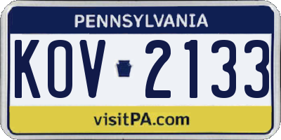 PA license plate KOV2133