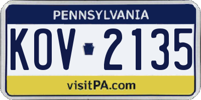 PA license plate KOV2135