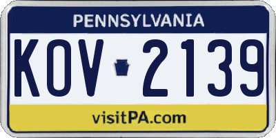PA license plate KOV2139
