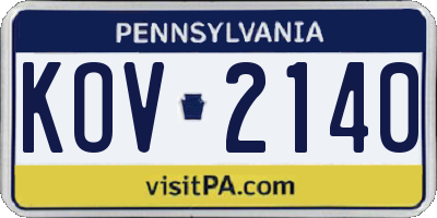 PA license plate KOV2140