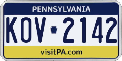 PA license plate KOV2142