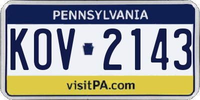 PA license plate KOV2143