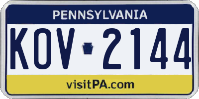 PA license plate KOV2144