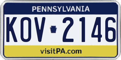 PA license plate KOV2146