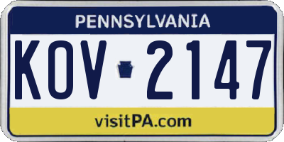 PA license plate KOV2147