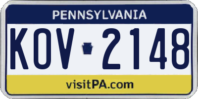 PA license plate KOV2148