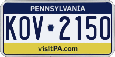 PA license plate KOV2150