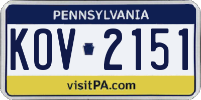 PA license plate KOV2151