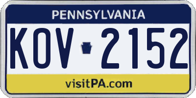 PA license plate KOV2152