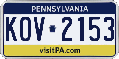PA license plate KOV2153
