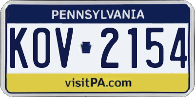 PA license plate KOV2154
