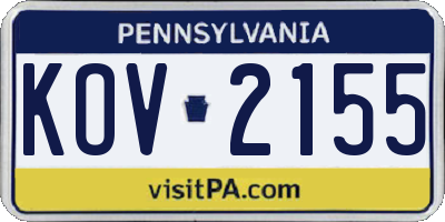 PA license plate KOV2155