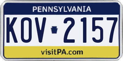 PA license plate KOV2157