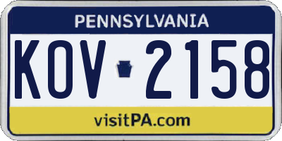 PA license plate KOV2158