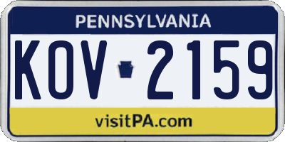 PA license plate KOV2159