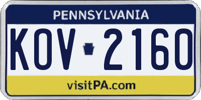PA license plate KOV2160