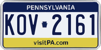 PA license plate KOV2161