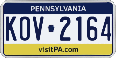 PA license plate KOV2164