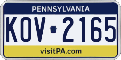 PA license plate KOV2165