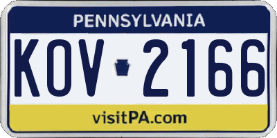 PA license plate KOV2166