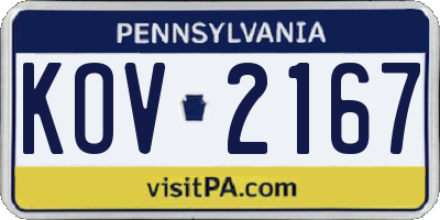 PA license plate KOV2167