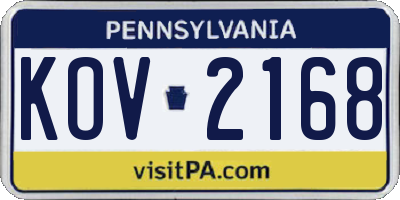 PA license plate KOV2168