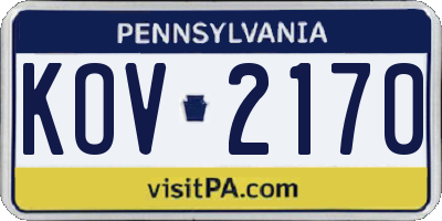 PA license plate KOV2170