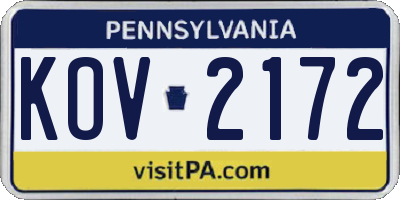 PA license plate KOV2172