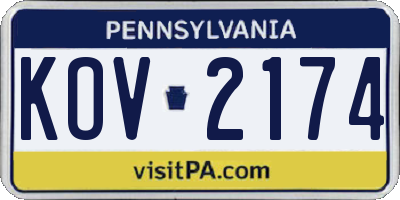 PA license plate KOV2174