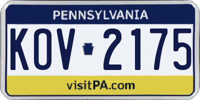 PA license plate KOV2175
