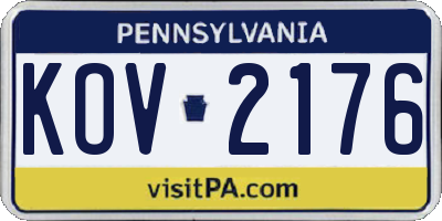PA license plate KOV2176