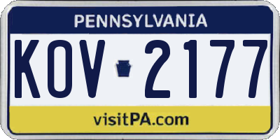 PA license plate KOV2177