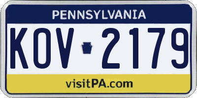 PA license plate KOV2179
