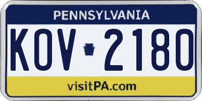 PA license plate KOV2180