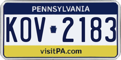 PA license plate KOV2183