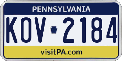 PA license plate KOV2184