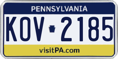 PA license plate KOV2185