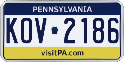 PA license plate KOV2186