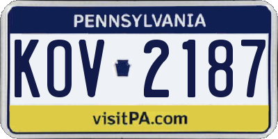PA license plate KOV2187