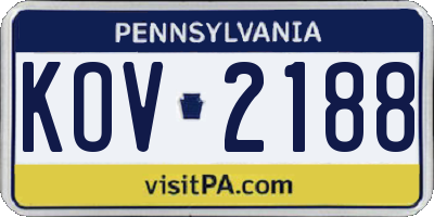 PA license plate KOV2188