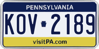 PA license plate KOV2189