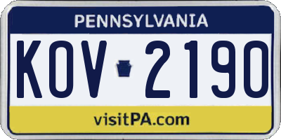 PA license plate KOV2190