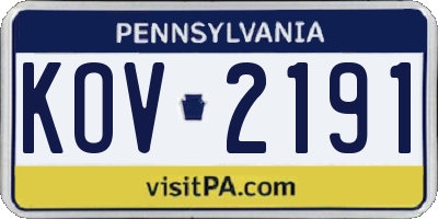 PA license plate KOV2191