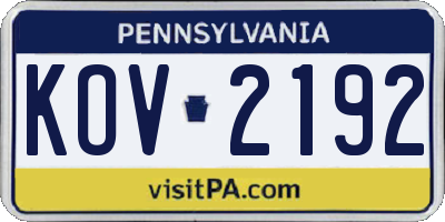 PA license plate KOV2192