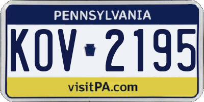 PA license plate KOV2195