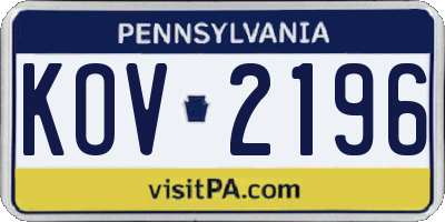 PA license plate KOV2196