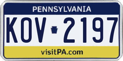 PA license plate KOV2197