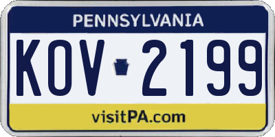 PA license plate KOV2199