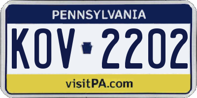 PA license plate KOV2202